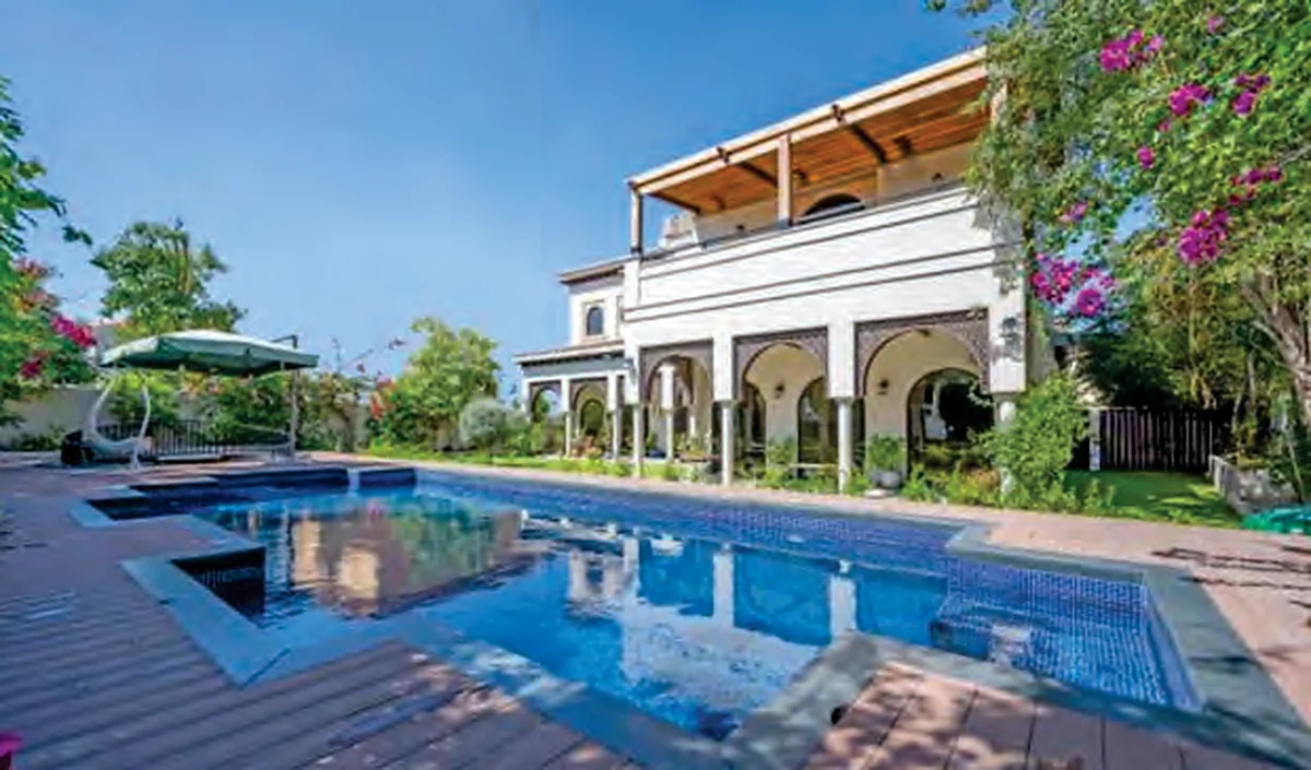 Residential landscape and swimming pool